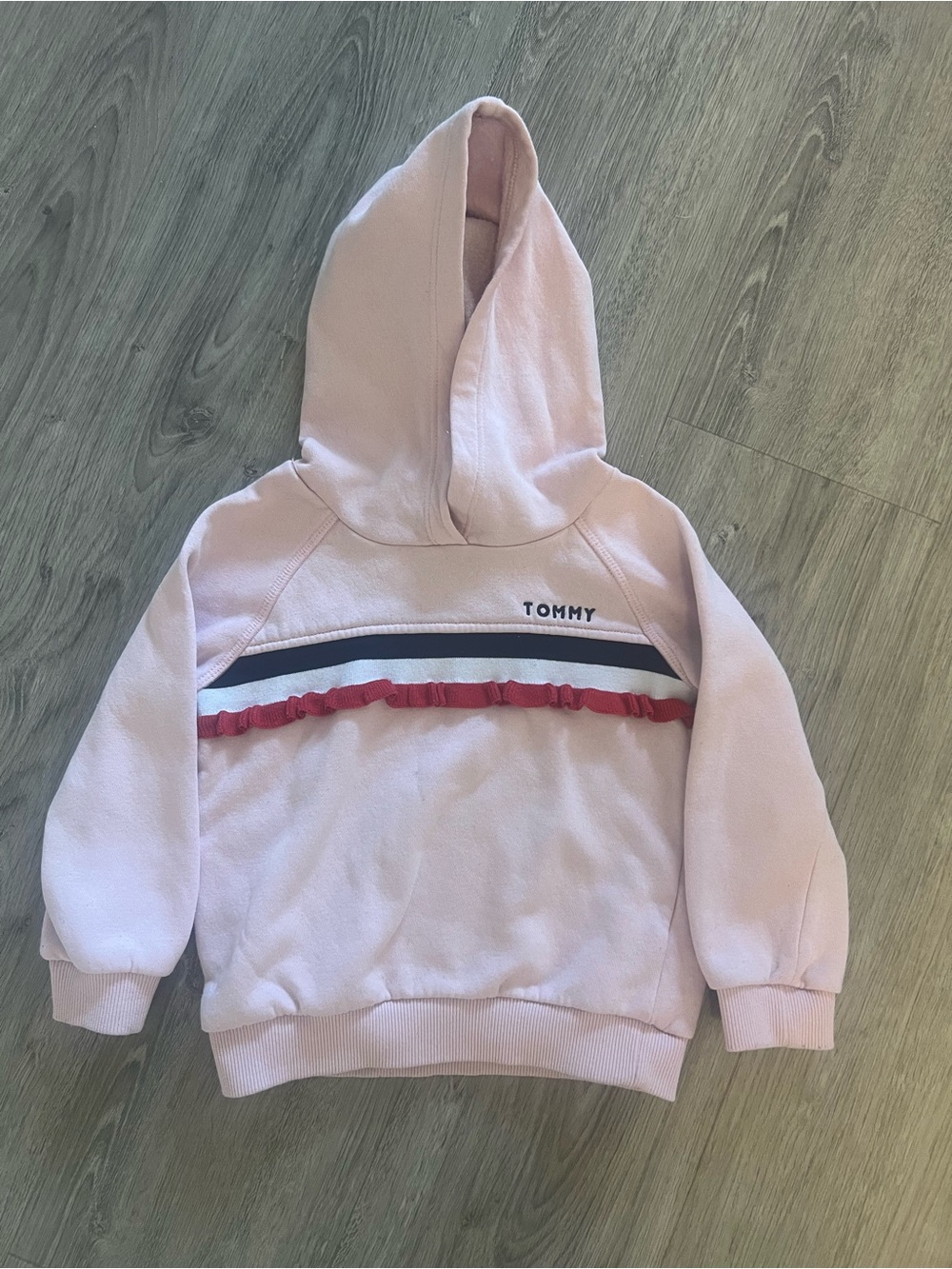 Tommy Hilfiger Girls Pink Hoodie with Red & Navy Trim